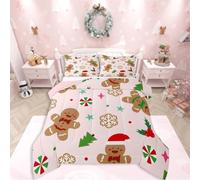 Gingerbread Man Super King Duvet Christmas Microfibre Coverless Duvet | Quilt set with 2 Pillowcases,Suitable for All Seasons,Comfortable Soft comforter,3D print,Washable,gifts for Christmas Day