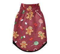 Gingerbread Man Sweet Treats Fabric Warm Dog Coat, Adjustable Durable Doggie Winter Jacket Reversible Cozy Puppy Cold Weather Apparel from Small to Large Breed
