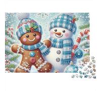 Gingerbread Man Winter Snowman 1000 Piece Jigsaw Puzzle Paper for Adults Night Scene Puzzle Game for Family 70x50cm/1000pcs