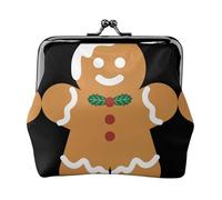 Gingerbread Man Women's Leather Kiss Lock Pouch – Stylish Small Zipper-Free Wallet for Coins, Cards, Makeup & Essentials – Compact & Lightweight Design for Daily Use, Travel & Gifting