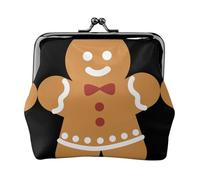 Gingerbread Man Women's Leather Kiss Lock Pouch – Stylish Small Zipper-Free Wallet for Coins, Cards, Makeup & Essentials – Compact & Lightweight Design for Daily Use, Travel & Gifting