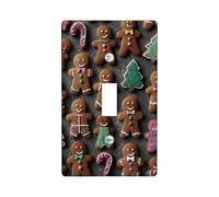 Gingerbread Men Light Switch Cover Plates/Outlet Covers, Festive Brown Biscuit for Holiday Decor, Thermoplastic Wall Plates, Standard Size Single Toggle