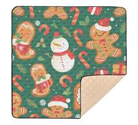 Gingerbread Merry Christmas Soft Foam Baby Activity Play Mat for Floor Non-Toxic Newborns Kicking Mat for Newborns Babies Infants Toddlers, 50'' x 50''