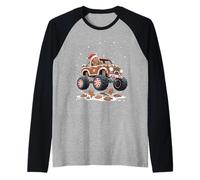 Gingerbread Monster Trucks Christmas Cookies Crush Raglan Baseball Tee