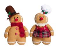 Gingerbread Ornaments 2Pcs Gingerbread Christmas Decorations Male & Female Cloth Gingerbread Ornaments Cute Gingerbread Decor present for Christmas Celebration