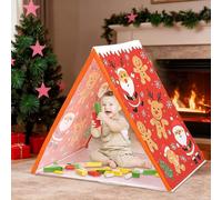 Gingerbread Play Tent - 115x84cm Children's Holiday Hut, Festive Indoor Playhouse, Christmas Tunnel Fort | Seasonal Activity Center with Family Photos, North Pole Decor