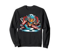 Gingerbread Playing Ice Hockey Goalie Boys Girls Christmas Sweatshirt