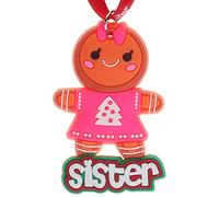 Gingerbread Sister Hanging Christmas Tree Decoration Silicone Ornament Novelty Bauble - Stocking Filler - Secret Santa - Colourful Multicoloured - Small Gift - Funny
