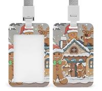 Gingerbread Small Home Badge Holder Hard Plastic Card Case Protector Pouch Name Key Card Holder Case for Office ID Credit Cards and Proximity Key Cards