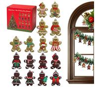 Gingerbread - Soft Rubber 7.5 cm 16 Pieces | Gingerbread Man Figures with Rope | Gingerbread Christmas Decorations for Tree, Garlands and Decoration
