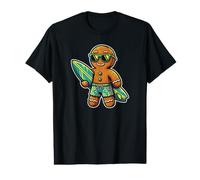 Gingerbread Surfer, Christmas in the Sun, Tropics, Humor Value Graphic T-Shirt