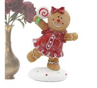 Gingerbread Themed Christmas Decorations, Cute Table Statuette - Gingerbread Figurines - For Fireplace Window Sill Table Top Bedside Counter