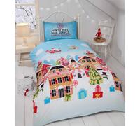 Gingerbread Town Xmas Childrens Single Duvet Quilt Cover Bedding Set