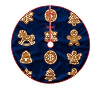 Gingerbread Tree Skirt, Christmas Festive Snowflake Christmas Tree Navy Blue Reusable Velvet Knitted Skirt for Home Shopping Mall Indoor Outdoor Festival Party Decor 36 Inch