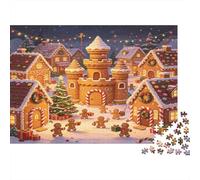 Gingerbread Village 1000 Piece Jigsaw Puzzle Paper for Adults Christmas Winter Night Scene Puzzle Game for Family Relaxing 70x50cm/1000pcs