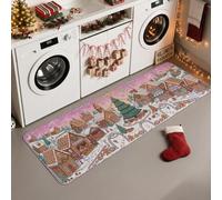 Gingerbread Village Holiday Theme House Christmas Runner Rug 2x6 | Winter Village Theme, Carpet Runner, Charming Holiday Illustration, Cozy Seasonal Accents, Detailed Gingerbread Architecture