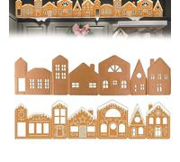Gingerbread Village House Kit, 2025 New Gingerbread House Village Set with String Light, Foldable Light Up Villages Houses Decorations for Holiday Kitchen Bedroom Living Room Office