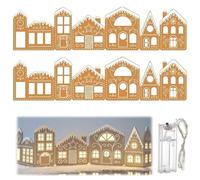 Gingerbread Village Magic, DIY Foldable Christmas Gingerbread House Cardboard Kit with LED Lights, Christmas Gingerbread Village Light-Up Decor, Village Home Decor Gift for Home Cabinets (2set)