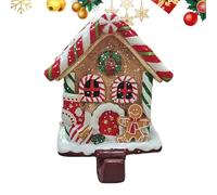 Gingerbread Village Suspenders, Christmas Gingerbread House Stocking Holder - Light Weight Various Stand Christmas Decoration, Resin Party Decoration for Christmas Stockings