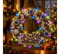 Gingerbread Wreath Christmas Pearl Diamond Painting Pendant Kits，A