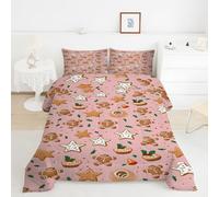 GingerbreadMan Queen Duvet Star Queen Quilt 7.5 Tog Lightweight Soft Comforter Set, All Seasons Reversible Coverless Microfiber Duvet with 2 Pillowcases Machine WashableY436