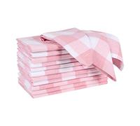 Gingham Black Check Napkin Check Cloth Napkins 18x18 Set of 12, (Baby Pink/White)