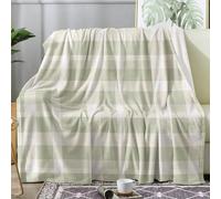 Gingham Blanket Doule Size, Green Buffalo Plaid Fleece Throw Blanket for Bed Sofa Couch, Soft Cozy Flannel, 150x200 cm, Decor & Gifts (HA76)