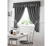 Gingham Check Black White Kitchen Curtains Drapes W46 X L54 TIEBACKS Included