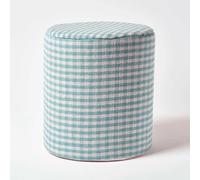 Gingham Check Cotton Cube & Round Pouffe Blue, Green, Pink