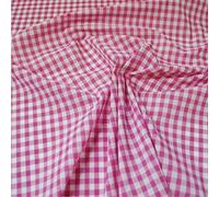¼” Gingham Check Polycotton Fabric Chequered Medium Weight Material Dressmaking Curtains Soft Furnishing Table Covers Arts and Crafts (Cerise Pink, 1/2 Metre)