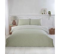 Rapport Home Gingham Check Polycotton Duvet Cover Set with Pillowcase – Green Single 135x200cm