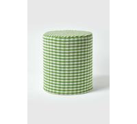 Gingham Check Round Pouffe Cotton Homescapes Green One Size