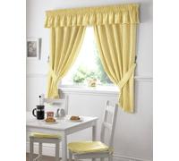 Gingham Check Yellow White Kitchen Curtains Drapes W46 X L48 TIEBACKS Included