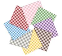 Gingham Checkered Fabric 8pcs, 50 * 50cm Pastel & Classic Gingham Plaid Quilting Square Fabric, Assorted Color Tartan Cloth Precut Patchwork Bundles for Spring Easter Holiday DIY Craft Sewing