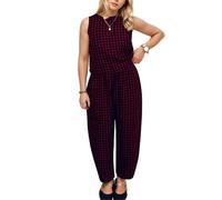 Gingham Co Ord Sets for Women Summer Lounge Wear Sets 2 Piece Outfits Gingham Check Print Sleeveless Top and Trousers ladies Travel Outfit Airport Set for Vacation Beach Holiday 2026
