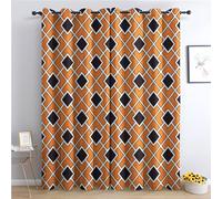 Gingham Curtains for Bedroom Living Room - Luxury Orange Plaid Blackout Curtains 66x90 Inch (Width x Drop), Thermal Insulated Eyelet Curtains & Drapes, Decorative Patterned Window Treatments M-#350