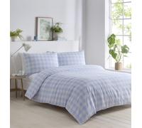 Portfolio Home Gingham Check Blue Double Soft Easy Care Bed Linen Bedding Duvet Cover Quilt Set With Pillow Cases