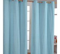 Gingham Eyelet Ready Made Curtain Beige Blue Pink Yellow Kids Children Curtains