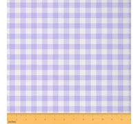 Gingham Fabric for Decoration,Light Purple White Plaid Checkered Geometric Modern Minimalist Style,Grid Abstract Vintage Style Room Decor Soft Flannel Polyester 3 Yards,108" L x 59" W
