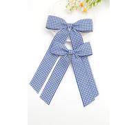 Gingham Hair Bow Set - Pack of 2 | School Hair Clips | Back to School Accessories for Girls | Blue Checked Pattern | Large Ribbon Bows with Alligator Clips - One Size