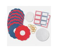 Gingham Jam Pot Covers Set - Complete Label & Seal Kit for 1lb Jars (Blue/Red), 12 Pack with Wax Discs - 10E14370