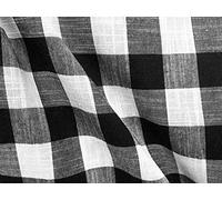 Gingham Linen Checked Fabric Check Material Buffalo Plaid - Dressmaking, Curtains, Home Furnishing - 140cm Wide (Black & White, 1 METRE)