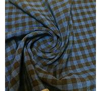 Gingham Linen Checked Linen Fabric Plaid Material Khadi Soft Linen Checks Vichy Fabric 42"e (1 Meter, Royal Blue & Black (1/8"))
