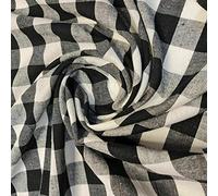 Gingham Linen Checked Linen Fabric Plaid Material Khadi Soft Linen Checks Vichy Fabric 42" e (2 Meter, Black & White (1"))