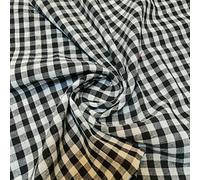 Gingham Linen Checked Linen Fabric Plaid Material Khadi Soft Linen Checks Vichy Fabric 42"e (2 Meter, Black & White (1/8"))