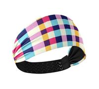 Gingham Manuscript Colorful no slip womens headbands fashion Elastic sweaty bands for tennis make up Athletic Sports Football