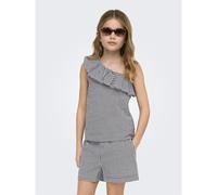 Gingham Print Top black gingham check/white