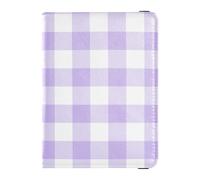 Gingham Purple Buffalo Plaid Tartan Check Scotland Leather Passport and Vaccine Card Wallet Combo Travel Documents Organizer Protector Passport Holder for Travel Essential Waterproof, Multicolor, One