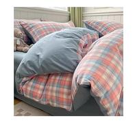 Gingham Queen Duvet Cover Set 1 Washed Cotton All Season 1 Duvet Covers With Zipper 200x230 1 Fitted Sheet 150x200 180 X200 2 Pillowcases King 4 Piece Bedding Set Luxury ( Color : I , Size : Queen )