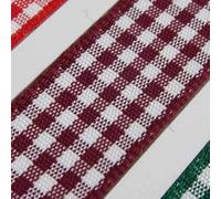 Gingham Ribbon 059D, 405 Burgundy Wine, 15mm 8m